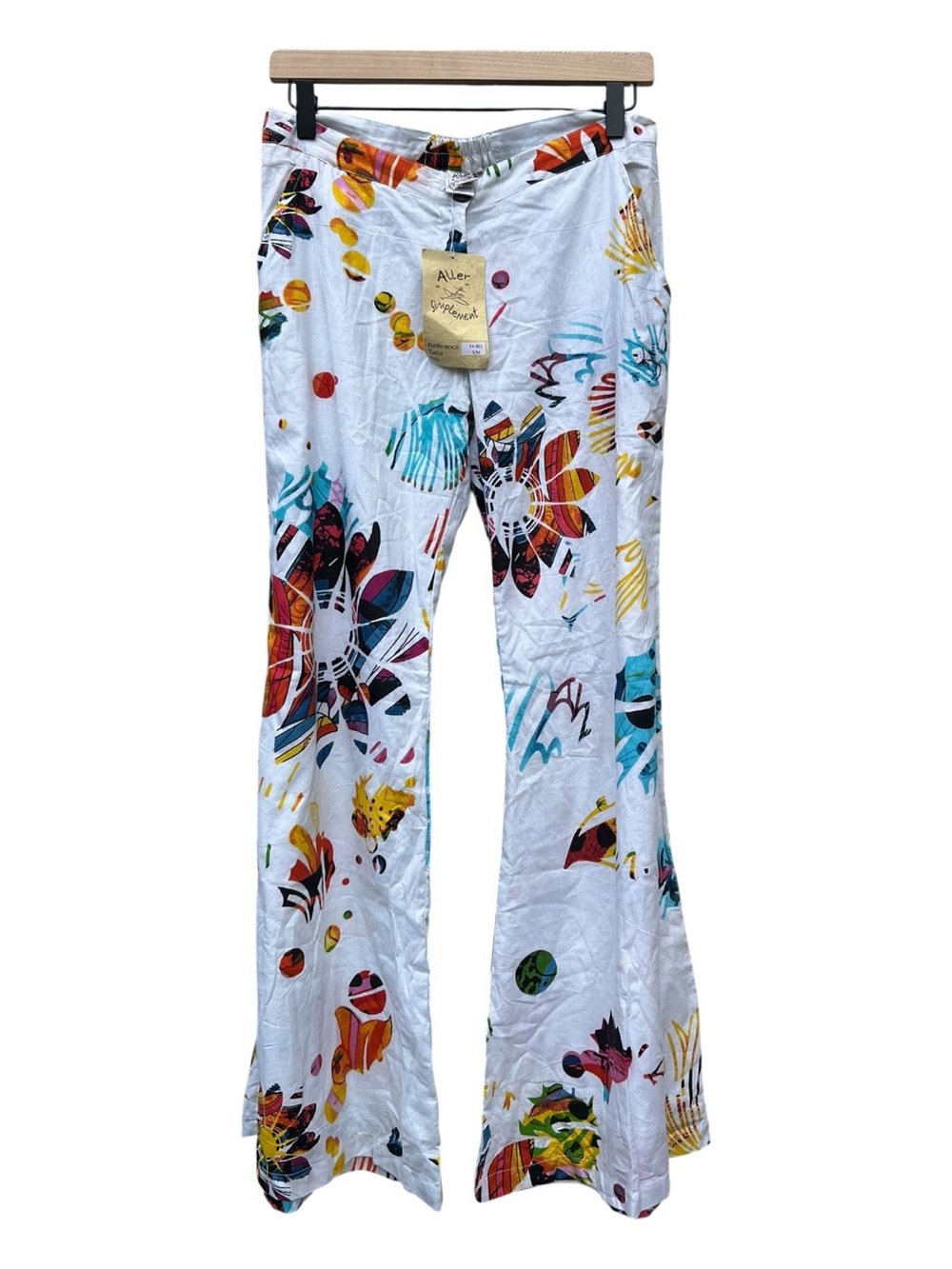 Aller Simplement boho White Floral Print Boot Flare Pants